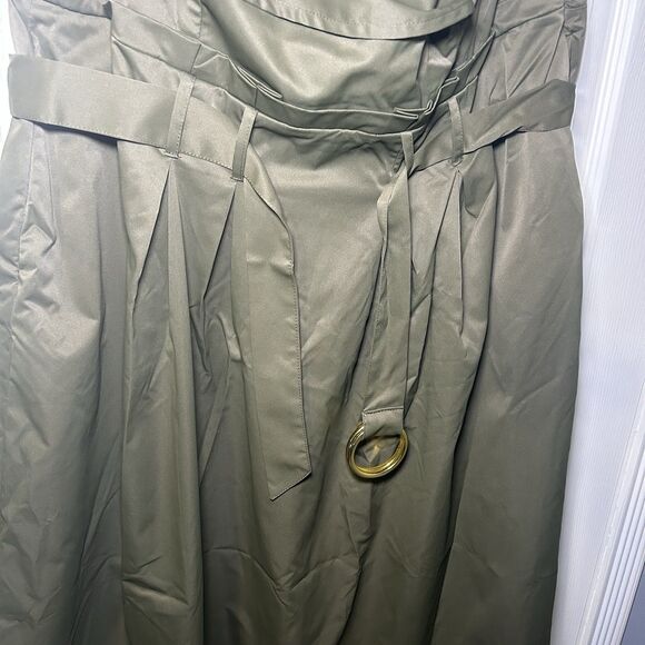 STAR STYLE Women Olive Green Cap Sleeve Trench-Style Belted Midi Dress SZ 1X - Picture 3 of 8